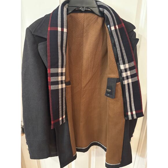 Men's Charcoal Cashmere Coat with removable scarf. Size M - Picture 10 of 12